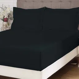 PIZUNA LINENS Black 400 TC Cotton King Bedsheet with 2 Pillow Covers-picture-21