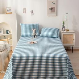 JC HOME Blue & White Geometric 200 TC Cotton Queen Bedsheet with 2 Pillow Covers-image-65