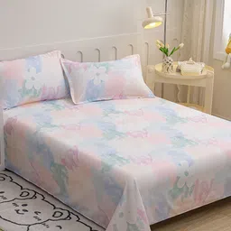 JC HOME White & Pink 140 TC King Bedsheet with 2 Pillow Covers-image-28