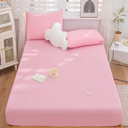 JC HOME Pink Fitted 150 TC King Bedsheet With 2 Pillow Covers-image-32