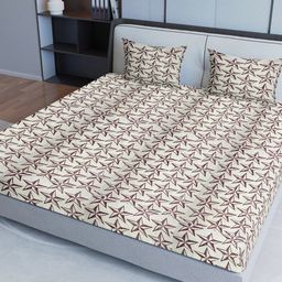 Aura Beige & Maroon Printed Pure Cotton 200 TC King Bedsheet with 2 Pillow Covers-picture-15