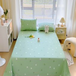 JC HOME Green & White Floral Cotton 210 TC Single Bedsheet with 1 Pillow Covers-image-67