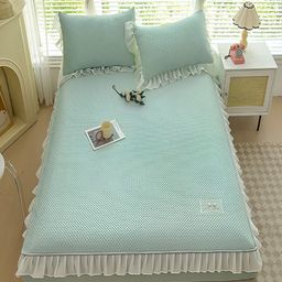 JC HOME Blue 160 TC Fitted King Bedsheet with 2 Pillow Covers-image-32
