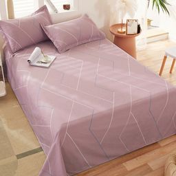 JC HOME Mauve & White Printed 200 TC Pure Cotton Queen Bedsheet with 2 Pillow Covers-14