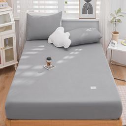 JC HOME Grey Fitted 150 TC King Bedsheet With 2 Pillow Covers-image-81