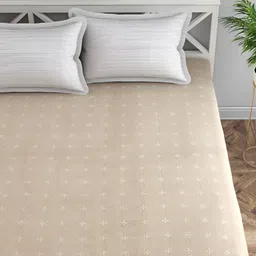 Florida Brown Ethnic Motifs Microfiber 120 TC Fitted Queen Bedsheet with 2 Pillow Covers-23