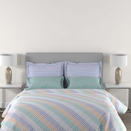 MYTRIDENT Mauve & White Striped Cotton 144 TC Queen Bedsheet with 2 Pillow Covers-6