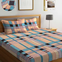KLOTTHE Printed 300 TC Fitted King Bedsheet with 2 Pillow Covers-image-15