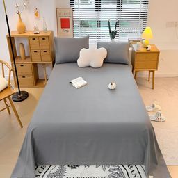 JC HOME Grey Cotton 210 TC King Bedsheet With 2 Pillow Covers-image-11