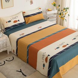 JC HOME Multicolour 200 TC Queen Striped Cotton Bedsheet with 2 Pillow Covers-image-27