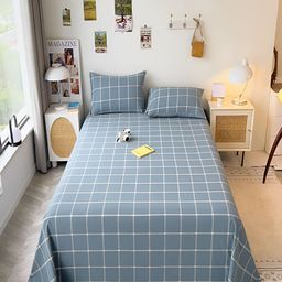 JC HOME Blue & White Geometric 220 TC Cotton King Bedsheet with 2 Pillow Covers-image-42
