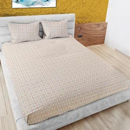 MAYFAIR HOMES LONDON White Ethnic Motifs Cotton 180 TC King Bedsheet with 2 Pillow Covers-picture-30