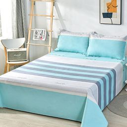 JC HOME Blue & White Striped 160 TC Queen Bedsheet with 2 Pillow Covers-image-27