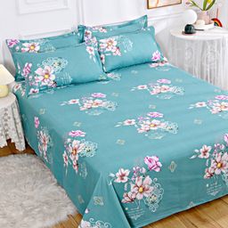JC HOME Green & Pink Printed 140 TC King Bedsheet & 2 Pillow Covers-image-66