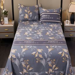 JC HOME Grey & Beige Floral 220 TC Cotton King Bedsheet with 2 Pillow Covers-image-116