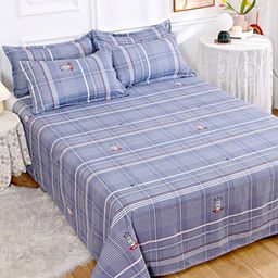 JC HOME Blue & White Geometric Printed 140 TC Queen Bedsheet & 2 Pillow Covers-image-35