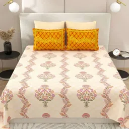 LIVING ROOTS Pink Ethnic Motifs Pure Cotton 300 TC King Bedsheet with 2 Pillow Covers-image-46