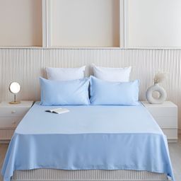 HOMEMONDE Blue 210 TC Queen Bedsheet with 2 Pillow Covers-image-14