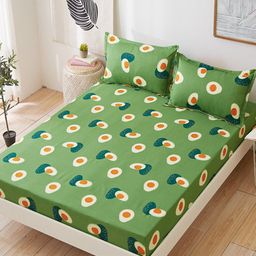 JC HOME Green  Cream-Coloured Printed 120 TC King Bedsheet  2 Pillow Covers-image-23
