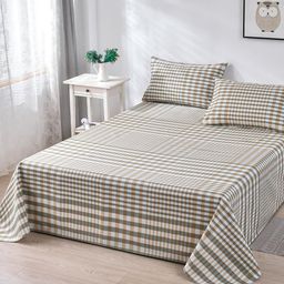 JC HOME White & Grey Geometric 160 TC Queen Bedsheet with 2 Pillow Covers-image-54