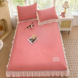 JC HOME Pink 160 TC King Bedsheet with 2 Pillow Covers-image-81