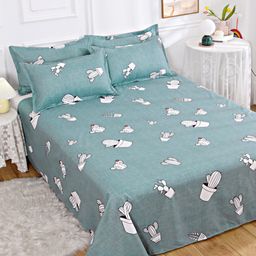 JC HOME Grey & White Conversational 140 TC Queen Bedsheet With 2 Pillow Covers-image-78