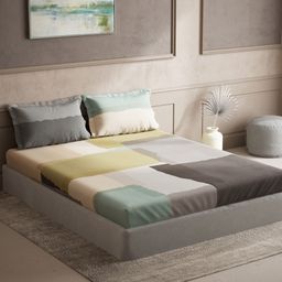 DDecor Brown & Green Colourblocked 140 TC Cotton Queen Bedsheet with 2 Pillow Covers-picture-9