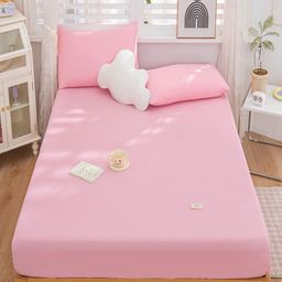 JC HOME Pink Fitted 150 TC King Bedsheet With 2 Pillow Covers-image-30
