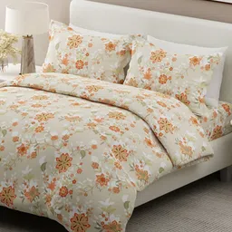Boutique Living India Siesta Beige Printed 200 TC Cotton King Bedsheet Set 2.74m x 2.74m-picture-10