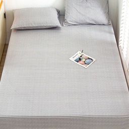 JC HOME Grey & Black Striped 128 TC Fitted Single Bedsheet with 2 Pillow Covers-image-68