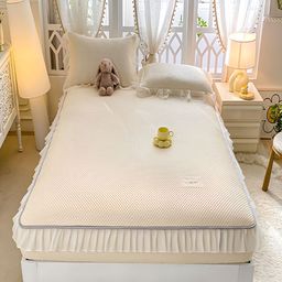JC HOME Beige & Grey 160 TC Fitted King Bedsheet with 2 Pillow Covers-image-1