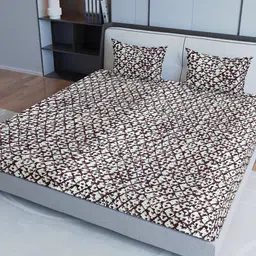 Sangria Maroon & White Abstract-Printed 200 TC Pure-Cotton Queen Bedsheet Set-picture-23