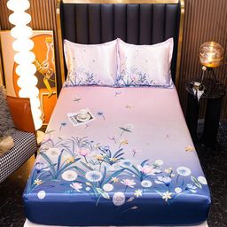 JC HOME Pink & Blue Floral 160 TC Fitted Queen Bedsheet with 2 Pillow Covers-image-18