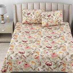 BILBERRY Red & Pink Floral Printed Cotton 180 TC King Bedsheet Set2.74m x 2.74 m-picture-28