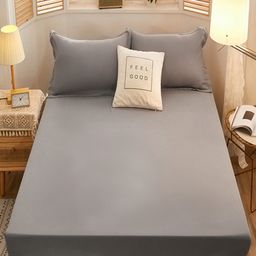 JC HOME Grey 160 TC Fitted King Bedsheet with 2 Pillow Covers-image-70