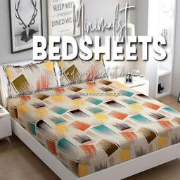 Innovative Edge Multicoloured 160 TC King Bedsheet with 2 Pillow Covers-image-99