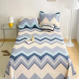 JC HOME Beige & Grey Geometric Cotton 230 TC Bedsheet with 2 Pillow Covers-picture-17