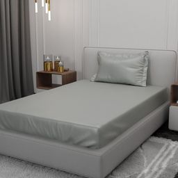 Stoa Paris Date Night Harbour Mist Fitted 300 TC Single Sheet With 1 Pillow Cover-image-82