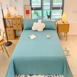 JC HOME Blue 210 TC Cotton Single Bedsheet With1 Pillow Cover-image-78