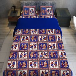 UNIQCHOICE Blue & White Floral 120 TC Cotton Queen Bedsheet with 2 Pillow Covers-image-64