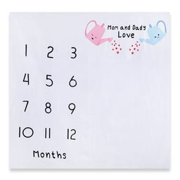 Babymoon Infants Milestone White & Black Printed 210 TC Cotton Flat Photography Bedsheet-25