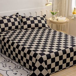 JC HOME Brown & Black Printed 140 TC King Bedsheet & 2 Pillow Covers-image-44