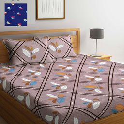 Arrabi Multicoloured Printed 300 TC 2 King Bedsheet with 4 Pillow Covers-image-44