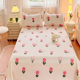 JC HOME White & Pink Ethnic Motifs 150 TC King Bedsheet with 2 Pillow Covers-image-45