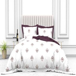 THE WHITE MOSS Cynthia White Printed 250 TC Pure Cotton King Bedsheet & 2 Pillow Covers-3