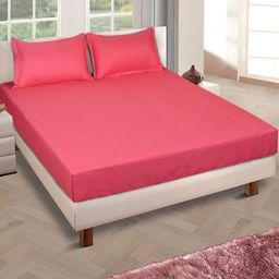 Myntra Elegant Homes Pink 150 TC Queen Bedsheet with 2 Pillow Covers-image-62