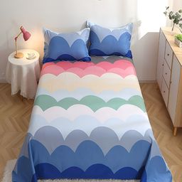 JC HOME White & Green Geometric 210 TC Queen Bedsheet with 2 Pillow Covers-image-71