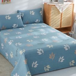 JC HOME Blue & White Floral 186 TC Pure Cotton King Bedsheet With 2 Pillow Covers-image-52