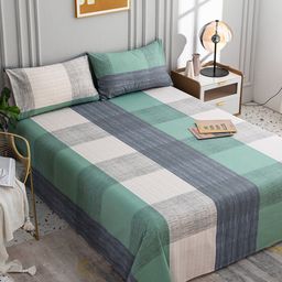 JC HOME Multicolour 200 TC Queen Geometric Cotton Bedsheet with 2 Pillow Covers-9