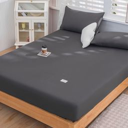 JC HOME Grey 150 TC Fitted Single Bedsheet & Pillow Cover-image-44